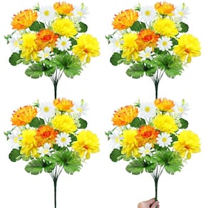 Flores artificiais TURNMEON 48 Heads Dahlia Daisies Mum 43cm