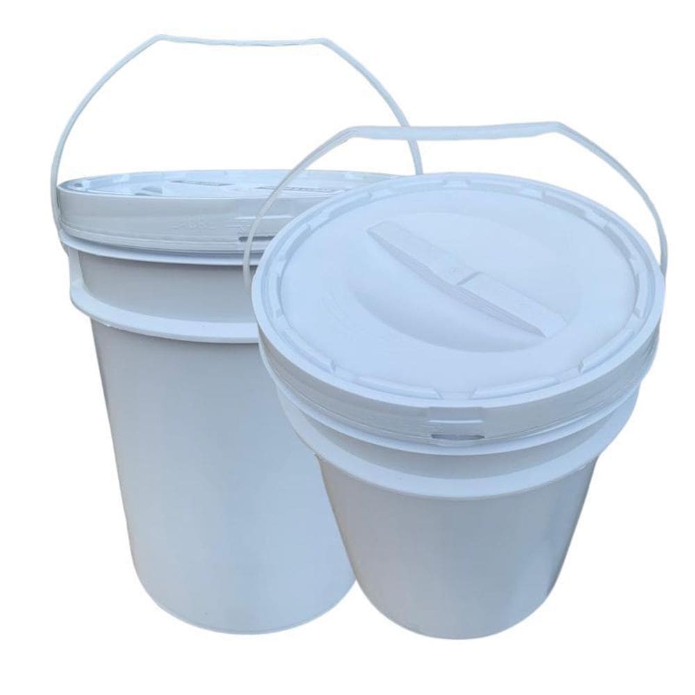 Balde Plástico 20L Tampa Rosqueavel Para Peixes - Kit 2 Pçs