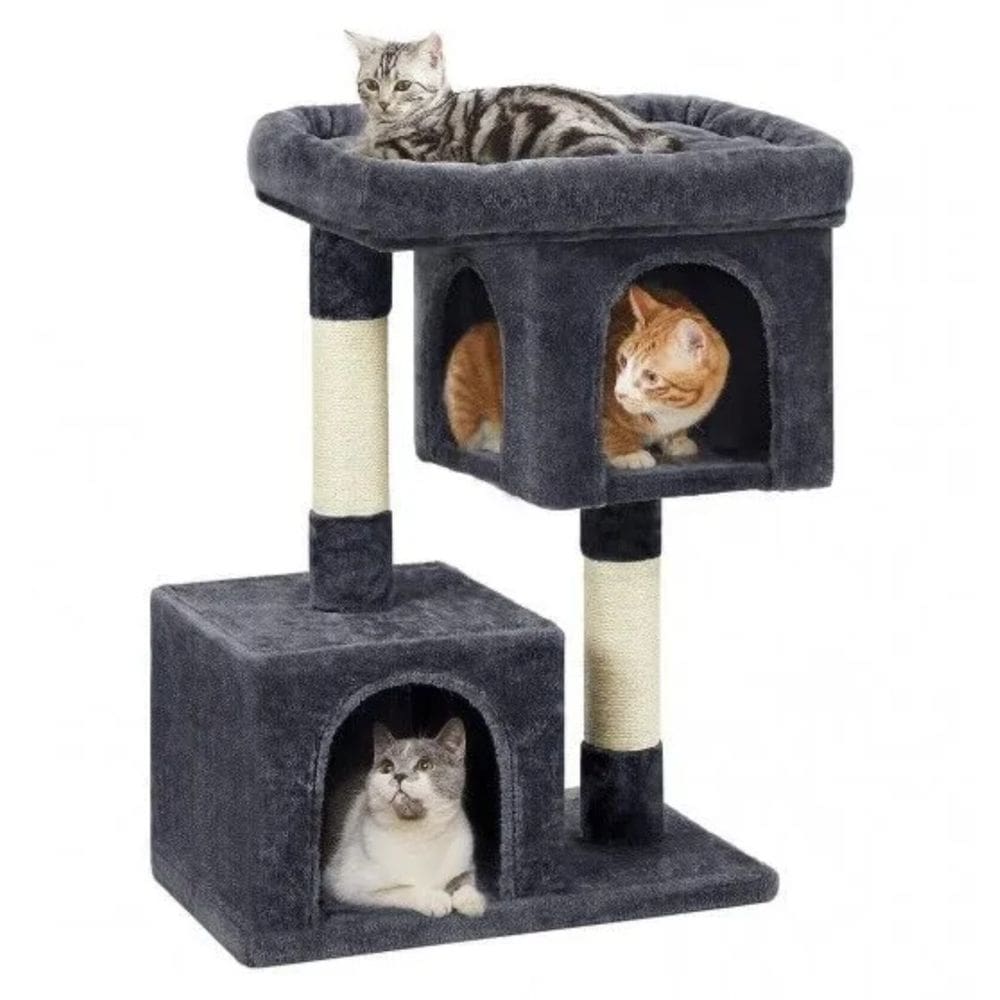 Casa Arranhador Gatos Poste Sisal Brinquedo Interativo Preto