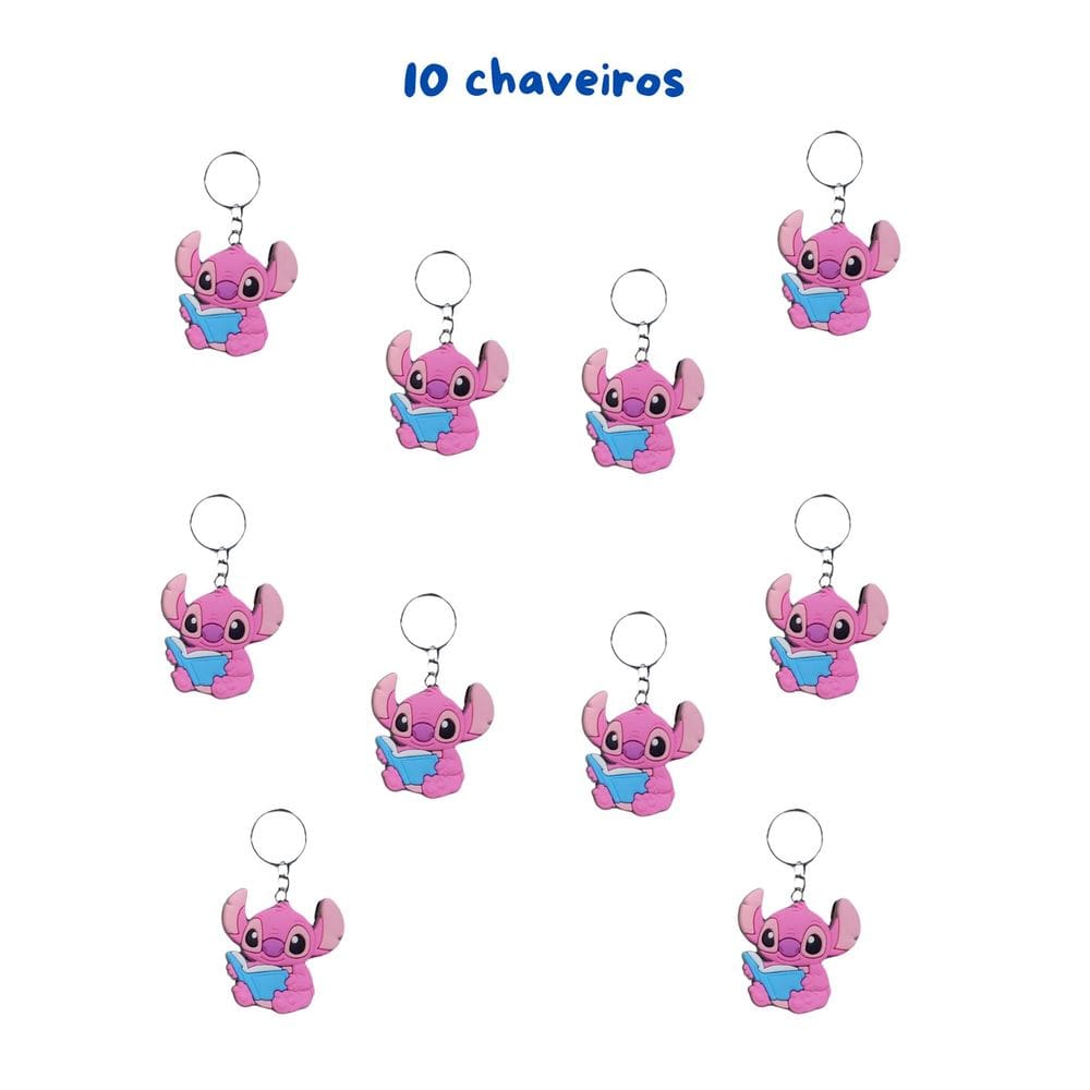 10 Chaveiros Volta as Aulas Sticth Angel Ursinho Pooh Bob Esponja chaveiro papelaria presentes lembrancinha revenda atac