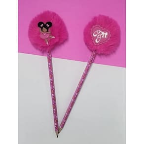 02 Lápis pompom Bailarina balé papelaria lapis escrever material escolar lembrancinha presente