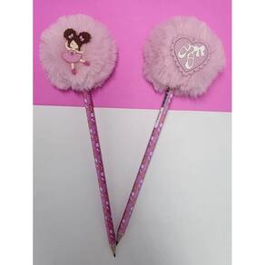 02 Lápis pompom Bailarina balé papelaria lapis escrever material escolar lembrancinha presente