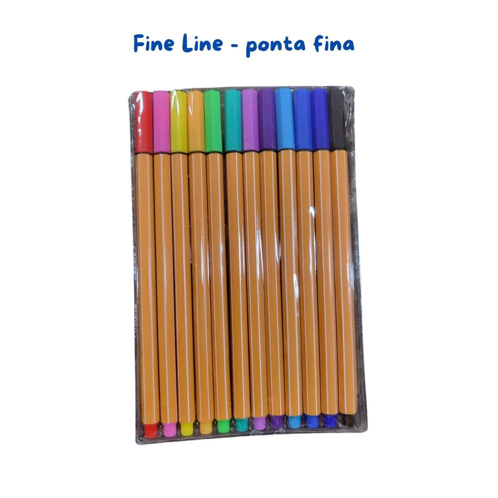 Kit 12 cores Fine Line lettring ponta fina lindas cores desenho desenhar titulos escola volta as aulas