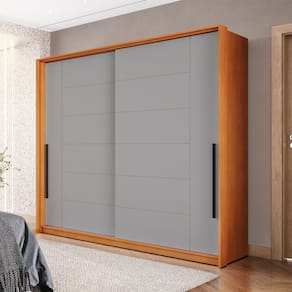 Guarda Roupa 2 Portas de Correr 2 Gavetas Lisboa Freijó/Cinza