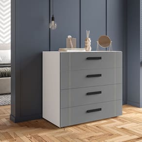 Cômoda 4 Gavetas Lisboa Politorno Móveis Branco/Cinza