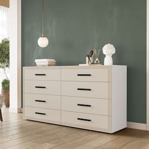 Cômoda 8 Gavetas Valência Politorno Móveis Branco/Creme