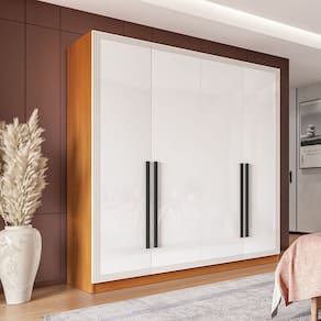 Guarda Roupa 4 Portas 4 Gavetas Móveis Valência Freijó/Branco