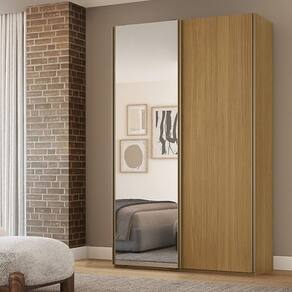 Guarda-roupa 2 Portas 1 com Espelho 138,5cm Raffinato Freijó