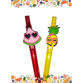 02 Canetas Esferográficas Frutas melancia abacaxi material escolar papelaria presente lembrancinha natal nutrólogo nutri