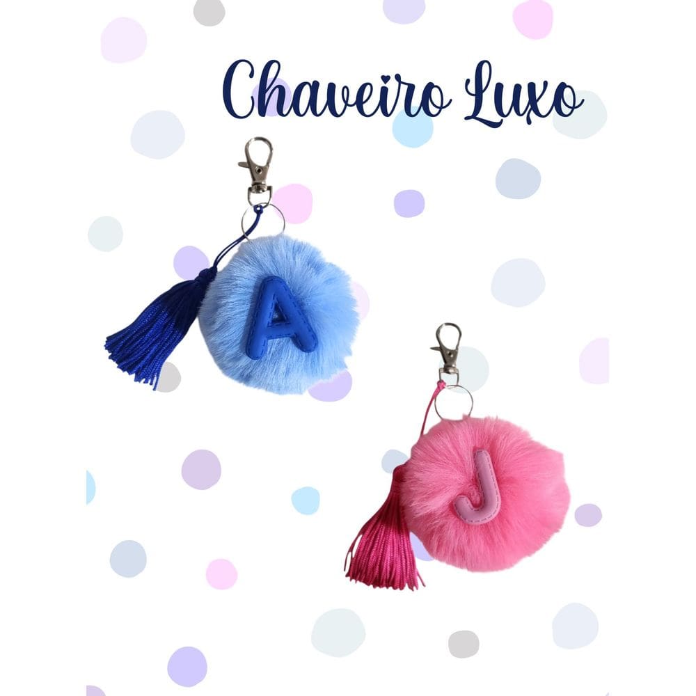 Chaveiro Pompom com Letra do nome Luxo presente de dia das mães aniversário lembrancinha chá revelação
