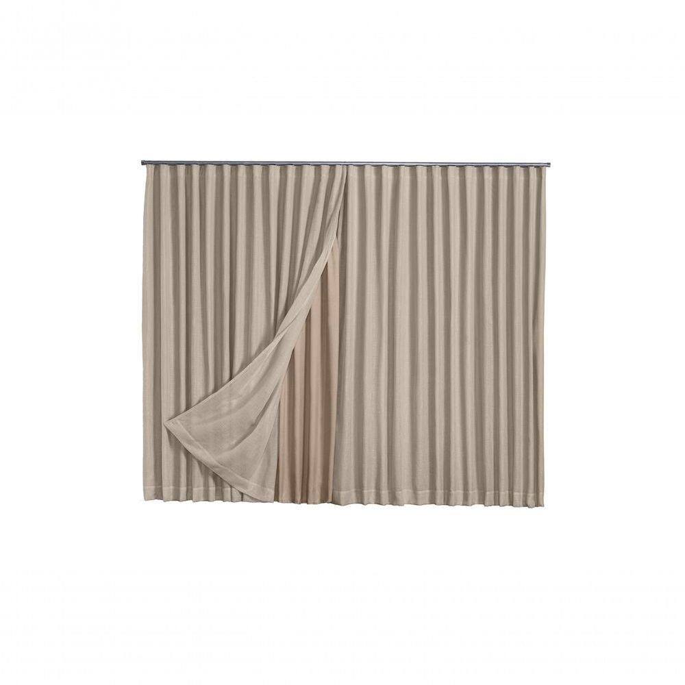 Cortina Microfibra Com Linho 5,00x2,30 Para Trilho Duplo avelã