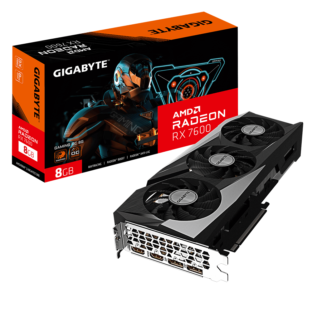 Gpu Gigabyte AMD Radeon Radeon RX 7600 Gaming OC 8GB 128BITS GDDR6 GV-R76GAMING OC-8GD