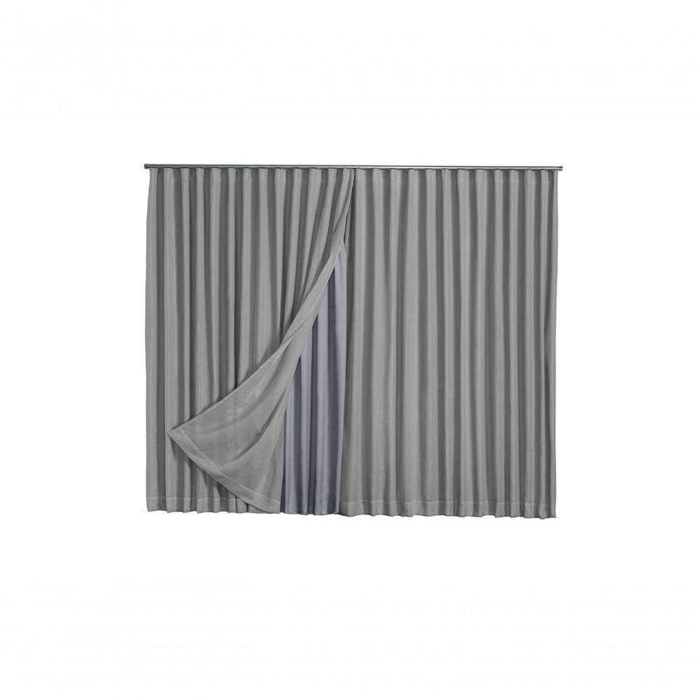 Cortina Microfibra Com Linho 6,00x2,50 Para Trilho Duplo cinza