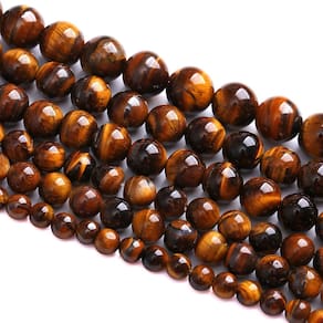 Conjunto de miçangas Jiejinyu 75 unidades de pedra de olho de tigre amarela de 10 mm