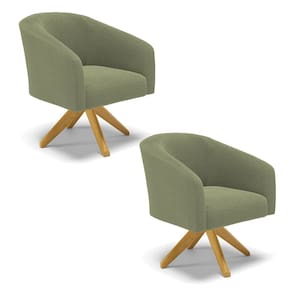Poltrona Decorativa Giratória MA30 kit 2 Stella Bouclê Pistache D03 - D`Rossi