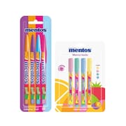 Kit Mentos 8 peças com 4 Canetas e 4 Marca Texto Mentos Compactor com cheirinho de Mentos tons pastéis papelaria materi