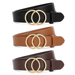 Cintos de cintura para mulheres SANSTHS, pacote com 3 pretos/marrom/café
