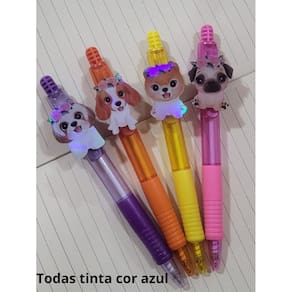 04 Canetas Cachorrinhos fofos pet pets esferográficas macias de escrever papelaria material escolar presente