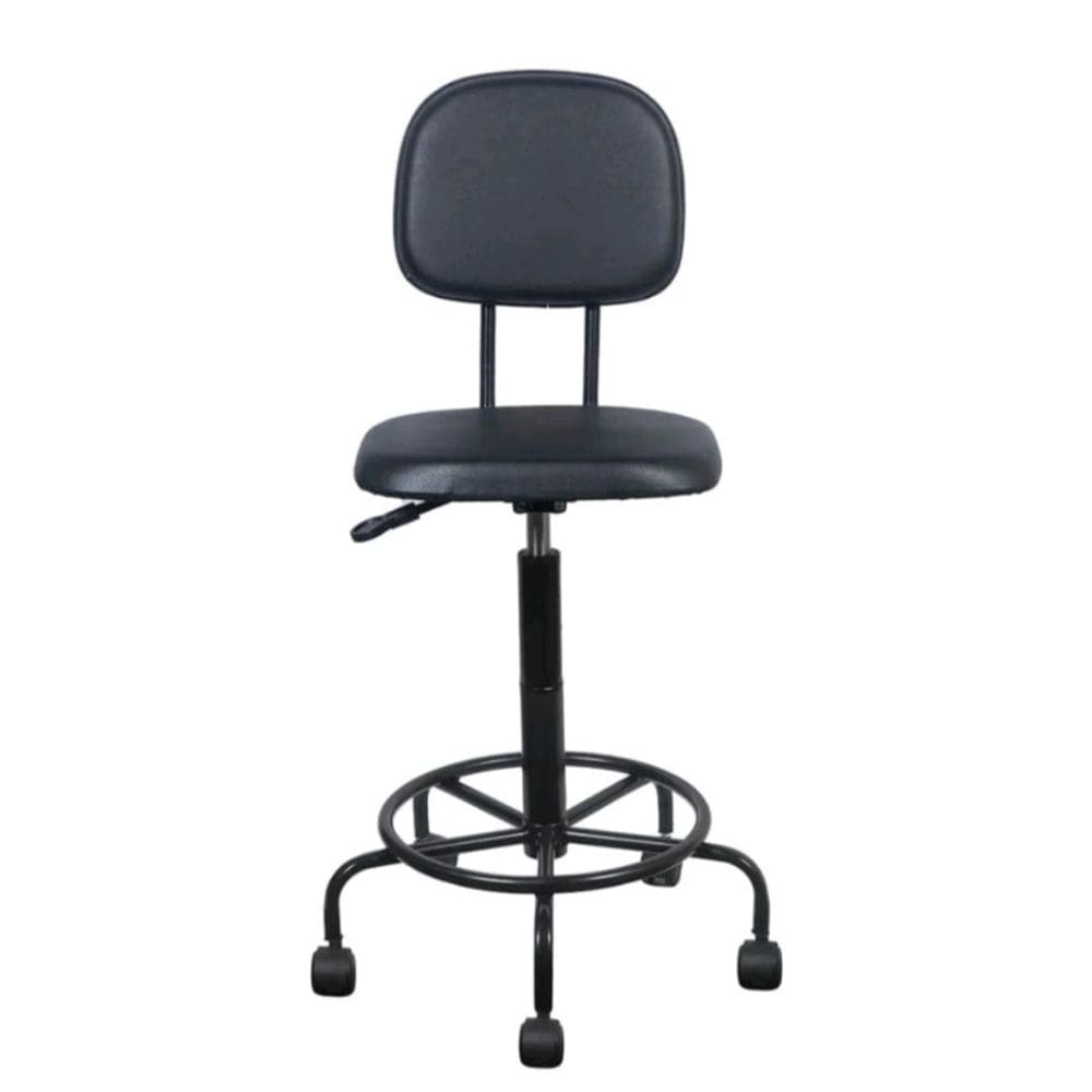 Cadeira caixa alta L duplo base semi corano preto