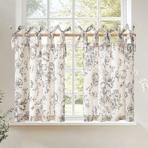 Cortinas jinchan Floral Linen Tier 36 cm Farmhouse Cafe 2 painéis