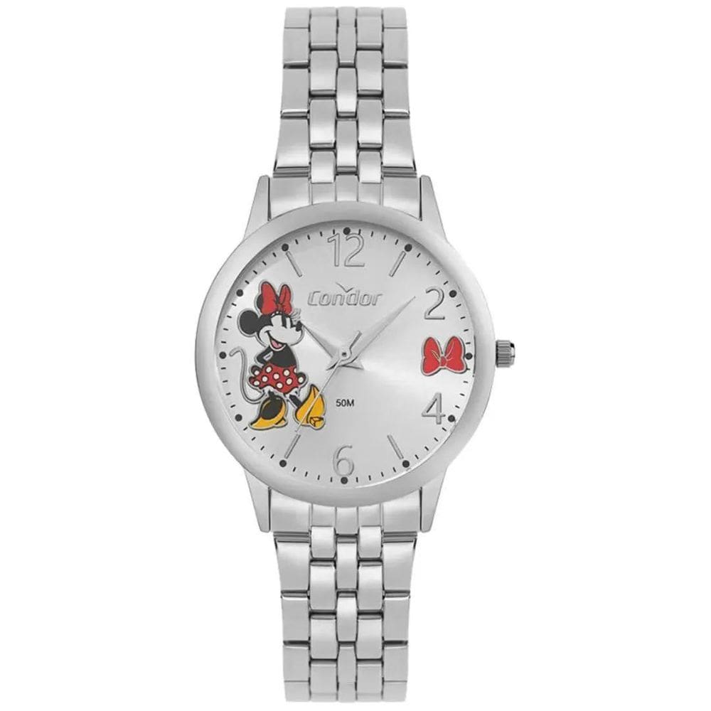 Kit Relógio Disney Condor Feminino Prata Co2035Nkw/K4K