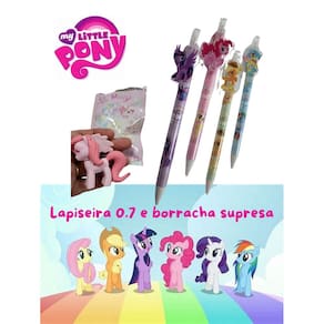 Kit Lapiseira My Little Poney 0.7 e borracha grande surpresa material escolar papelaria volta as aulas kawai unicornio