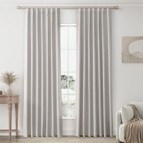 Cortinas Guken Blackout, branco acinzentado, linho 230x229cm, 2 painéis