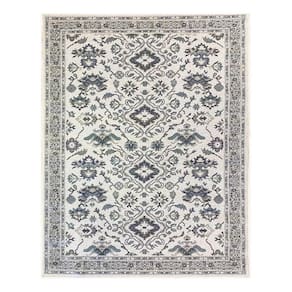 Tapete Sala Oriental 100X150 Cm Cinza Azul Sem Pelo