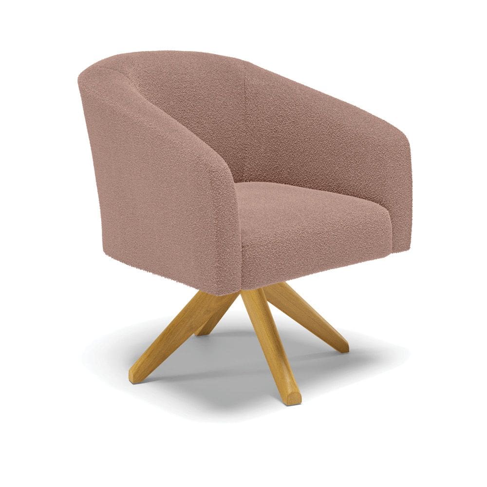 Poltrona Decorativa Giratória MA30 Stella Bouclê Rosê - D`Rossi