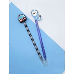 Kit 02 Canetas Spiro enfermagem médico medicina enfermeiro esferografica ponta fina azul preta vermelha papelaria
