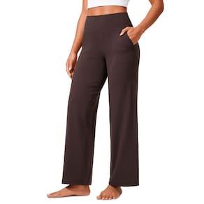 Calças de ioga CRZ YOGA Butterlift de cintura alta, perna larga, marrom, XS