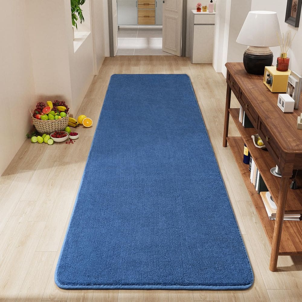 Tapete Runner Amearea Modern Soft Hallway 60x180cm azul lavável