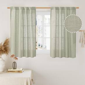 Cortinas LAMIT Linen Semi Sheer 86x102cm, cinza sálvia, 2 painéis