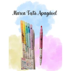 Marca Texto Apagavel 06 cores ponta dupla papelaria marcador para livro e bíblia material escolar