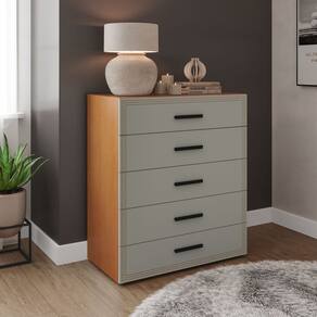 Cômoda 5 Gavetas Móveis 104,2cm 90cm 46cm Valência Freijó/Verde