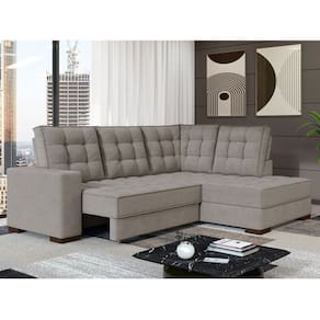 Sofá Canto Retrátil e Reclinável Munique Tamanho 220cm X 175cm Bege