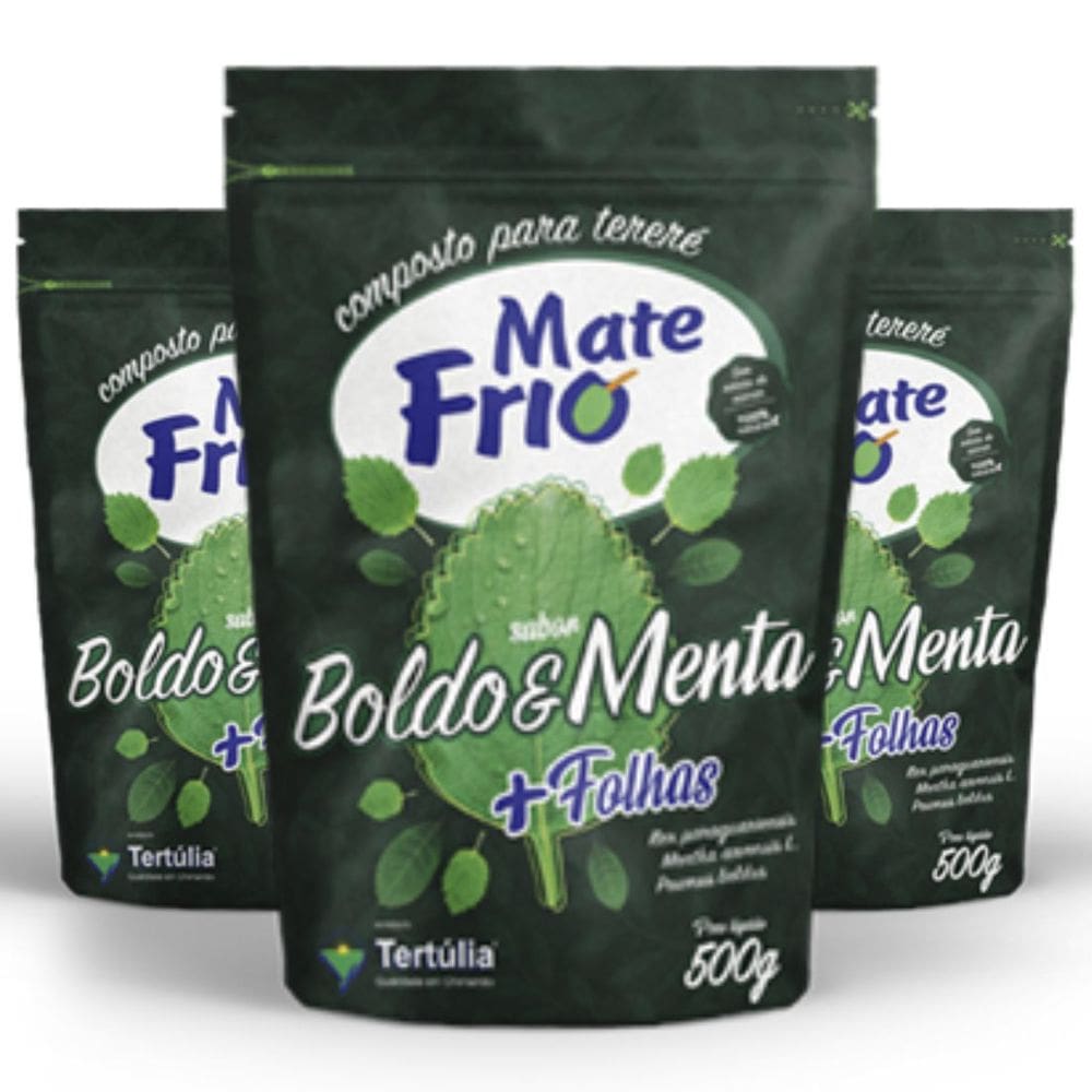 Tereré Mate Frio Boldo e Menta Tertúlia 500g Kit com 3
