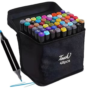 Caneta Canetinha Permanente Ponta Dupla 48 Cores Bolsa Com Alça Pintura Desenho