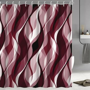 Cortina de chuveiro Ruelvth Burgundy Modern Abstract Ombre 180x200cm