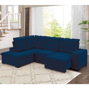 Sofá Canto Retrátil e Reclinável Belluno Tamanho 310cm X 220cm Azul