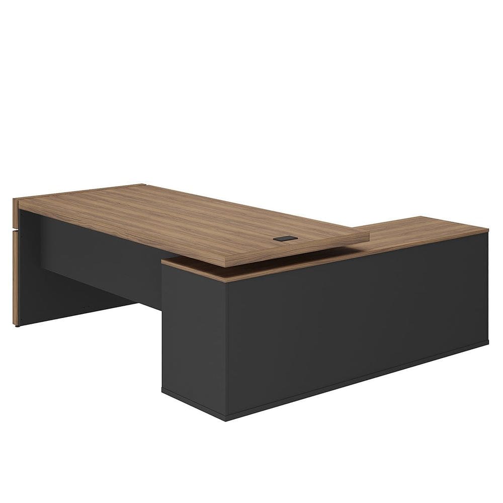 Mesa para Escritório em L Diretor com 1 Porta de Correr