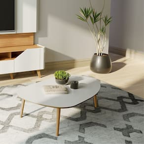 Mesa de Centro Organica 120cm X 75cm X 33cm Freijó/Off White