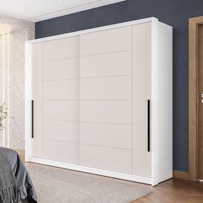 Guarda Roupa 2 Portas de Correr 2 Gavetas Lisboa Branco/Creme