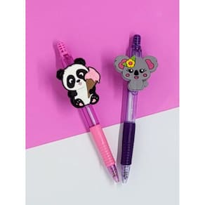 02 Canetas Esferograficas Panda e Coala Koala Pandinha fofo papelaria fofa material escolar presente lembrancinha