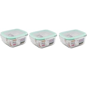 Jogo de 3 Potes de Vidro 320ml com Fechamento Hermético 4 Travas Marmita