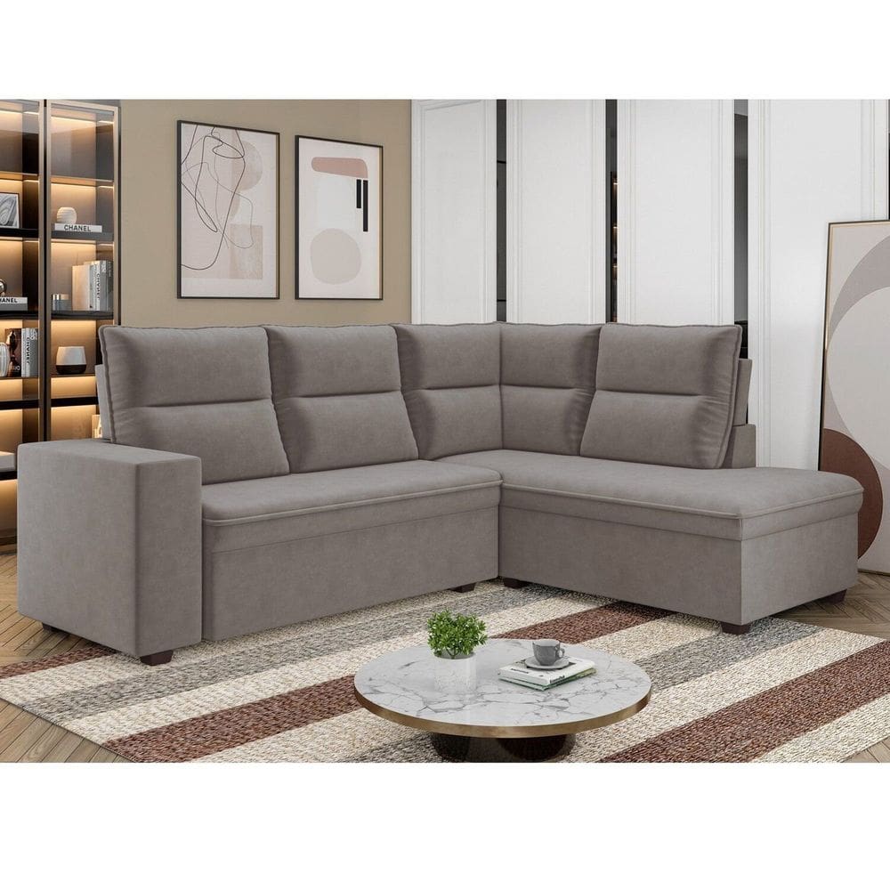 Sofá de Canto Tamanho 220cm X 175cm Arrruba Bege