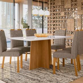 Conjunto Sala de Jantar Mesa Anitta 160cm com 6 Cadeiras Mariah Off White