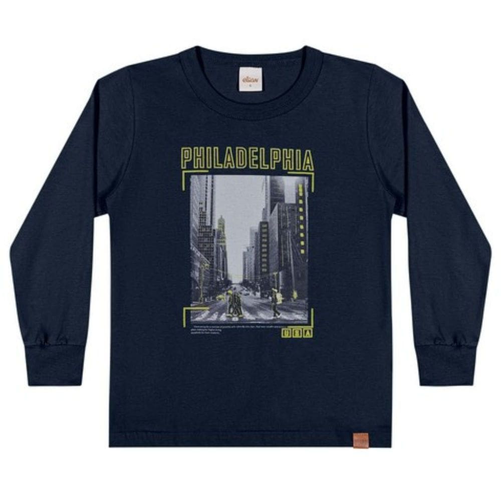 Camiseta Elian Infantil Menino Algodão Estampa Manga Longa