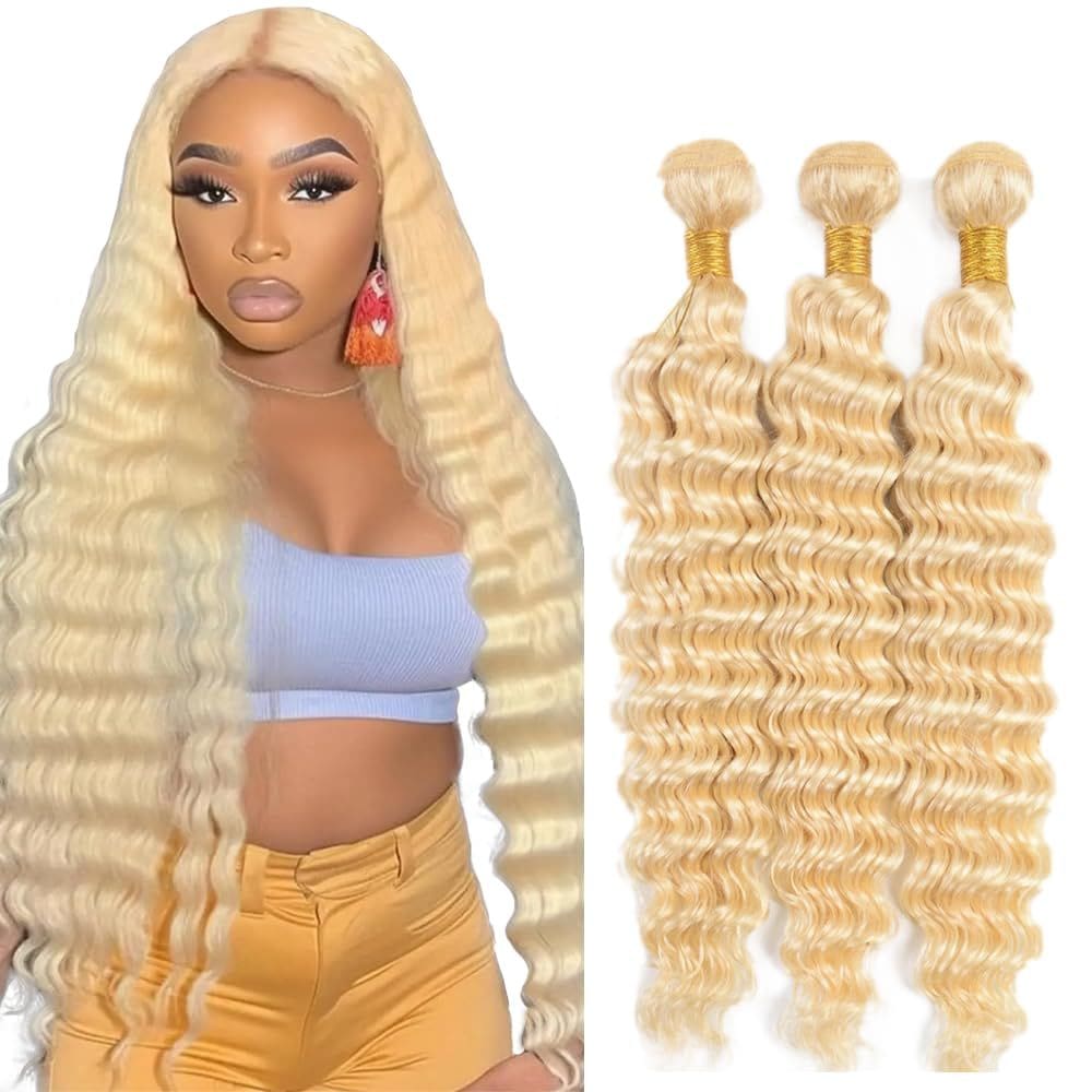 Pacotes de cabelo GVEOXVO 613 Blonde Deep Wave 50 55 60cm 300g