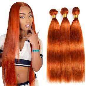 #350 Pacotes de cabelo humano liso laranja Aonbamds 26 cm 28 cm 30 cm
